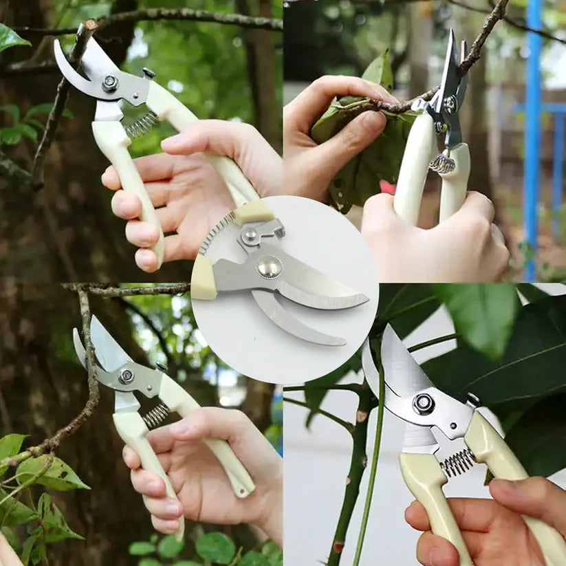 Stainless Steel Pruning Shears with Sharp Blades and Comfortable handle - Durable Hand Pruner for Comfortable and Easy Cutting, Heavy Duty Gardening Cutter Tool Plant Cutter for Home Garden | Wood Bran (1 Pc) -Gardening