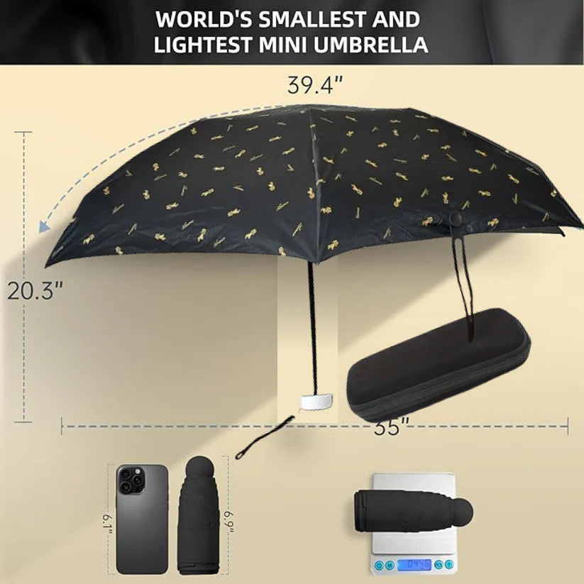 3-Fold Cute Umbrella – Sun & Rain Protection, UV Shield (1 Pc / With Zip Case) -Gardening