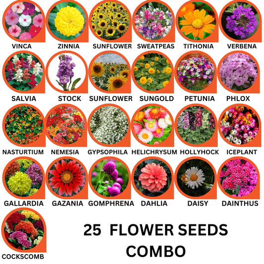 25 Flower Seeds Combo Pack - Flower Seed Combo