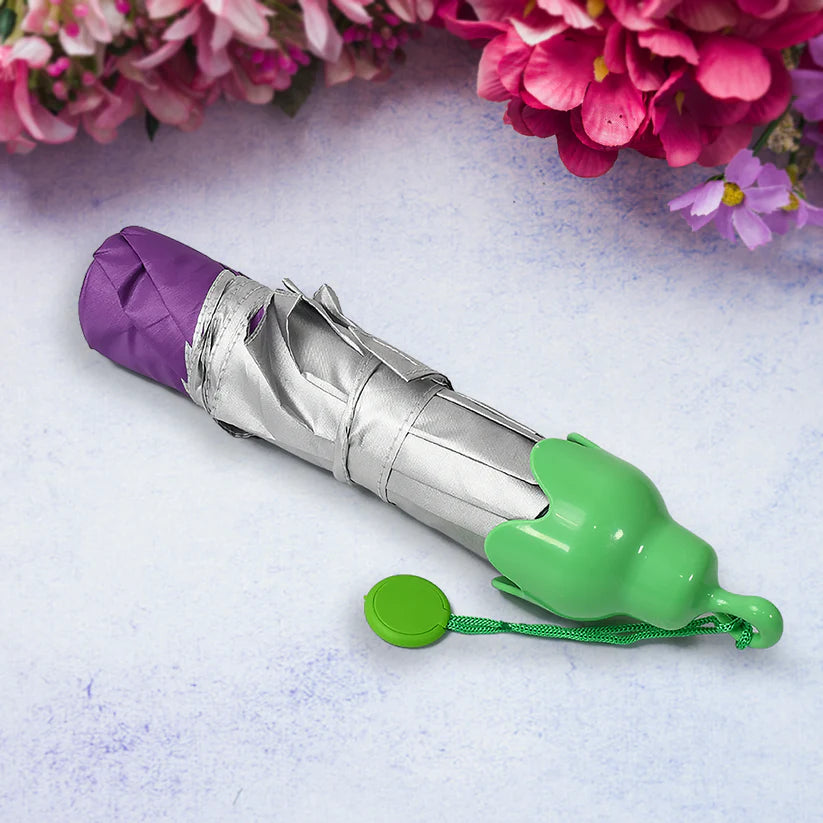Vegetable shaped Folding Umbrella, Plastic Case Creative Fashion Folding Mini Sun Shade Rain Umbrella, Unique Umbrella, Sun & UV Protection, Cute Design (1 Pc) -Gardening