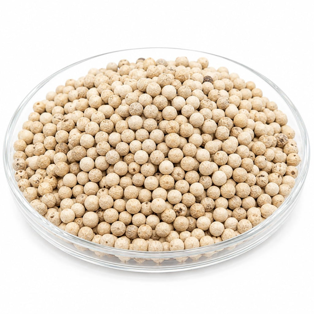 Whole White Pepper | Aromatic Safed Mirch Peppercorns | Mild Earthy Spice for Curries, Soups, Stews, Sauces and Fresh Grinding (100 Gram) - Spices