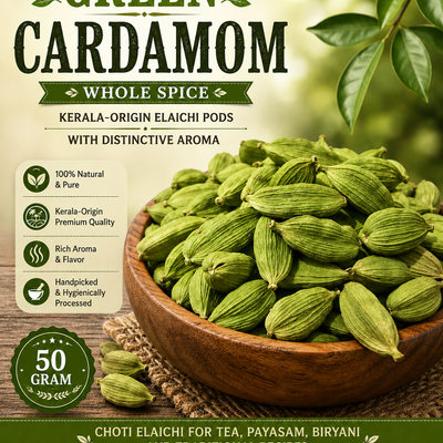 Green Cardamom Whole Spice | Kerala-Origin Elaichi Pods with Distinctive Aroma | Choti Elaichi for Tea, Payasam, Biryani and Traditional Recipes