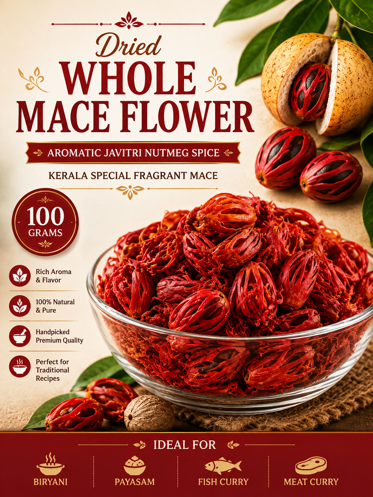 Whole Mace Flower | Aromatic Javitri Nutmeg Spice | Fragrant Mace for Biryani, Curries, Desserts and Masala