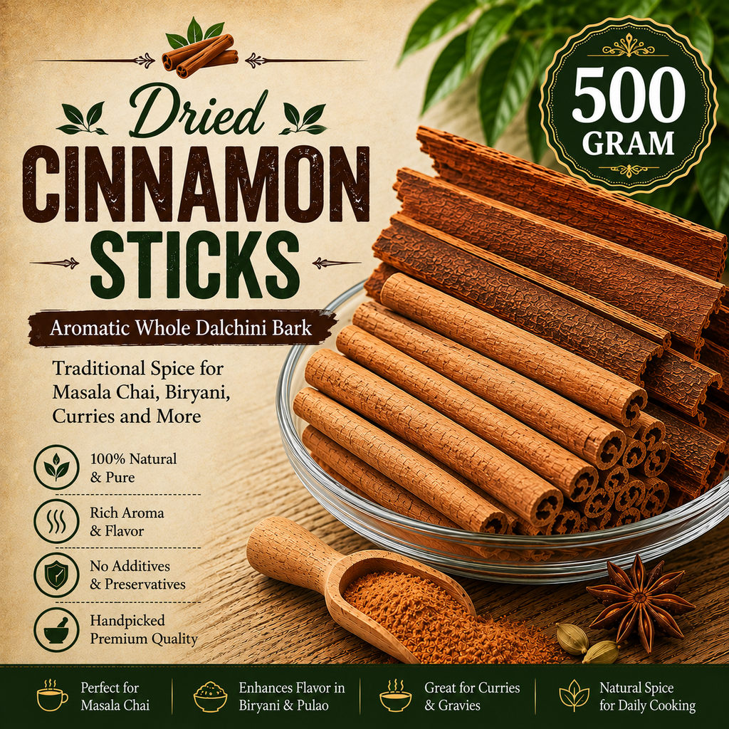 Cinnamon Sticks | Aromatic Whole Dalchini Bark | Traditional Spice for Masala Chai, Biryani, Payasam, Curries and Sweet Dishes