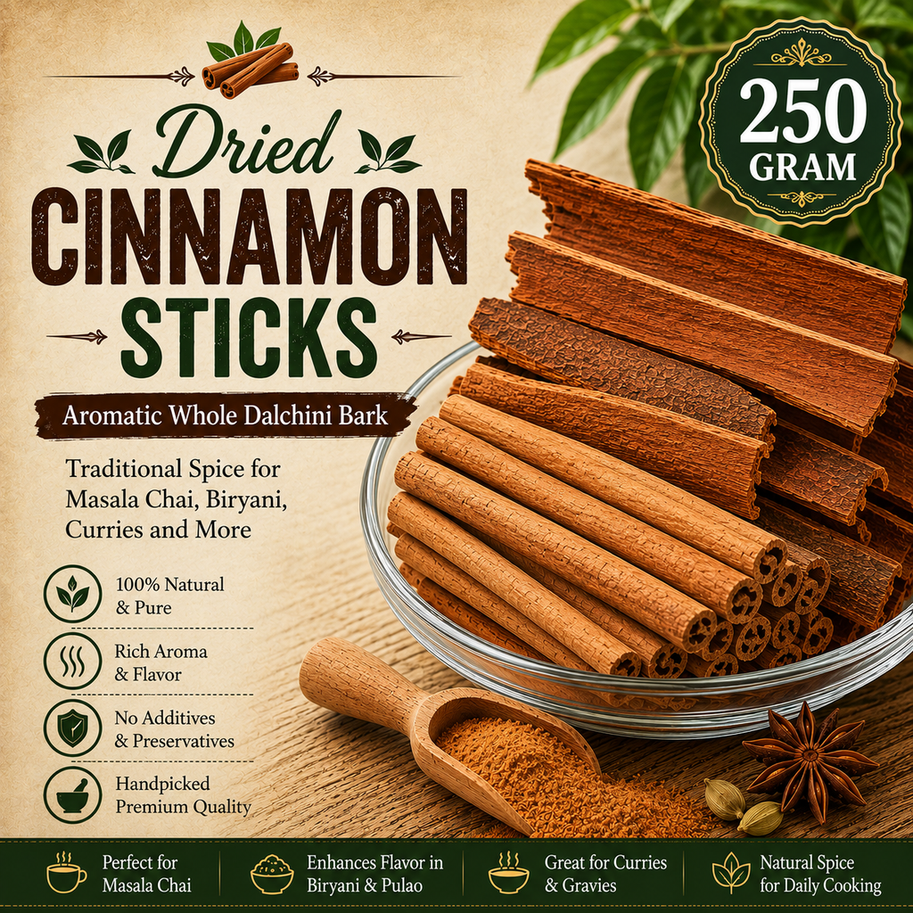 Cinnamon Sticks | Aromatic Whole Dalchini Bark | Traditional Spice for Masala Chai, Biryani, Payasam, Curries and Sweet Dishes