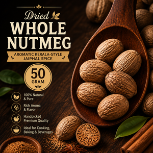 Whole Nutmeg | Aromatic Kerala-Style Jaiphal Spice | Fresh-Grating Nutmeg for Payasam, Desserts, Baking, Curries and Biryani
