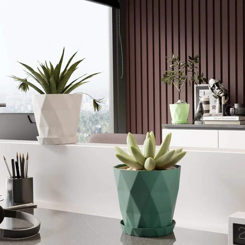 DIAMOND FLOWER POT SET OF 5 -Gardening