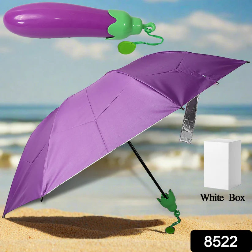 Vegetable shaped Folding Umbrella, Plastic Case Creative Fashion Folding Mini Sun Shade Rain Umbrella, Unique Umbrella, Sun & UV Protection, Cute Design (1 Pc) -Gardening